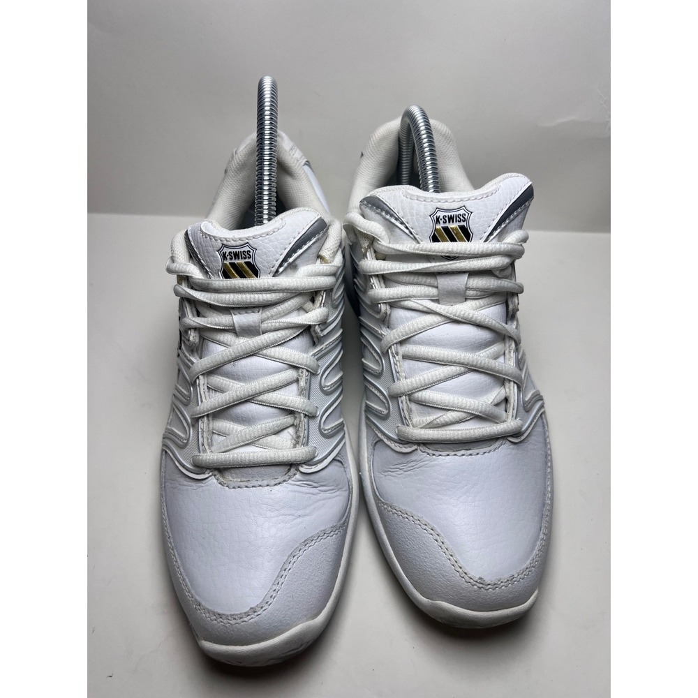 K-Swiss Shock Spring Tennis Shoes White Leather Mens Size 7.5 Sneakers B3